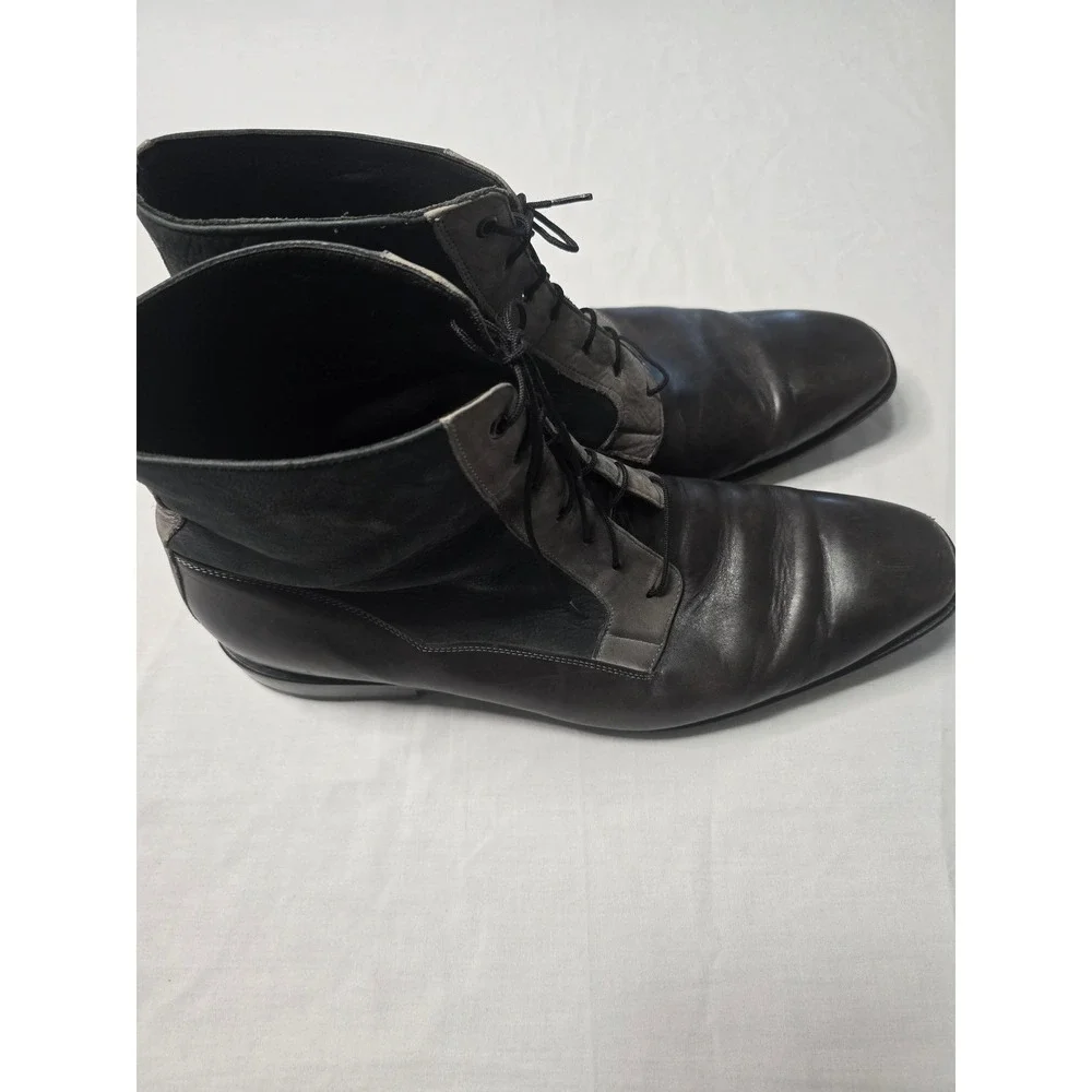 Franco Cuadra Mens Black Grey Leather Lace Up Ankle Boots Size 28 US 9 EUC